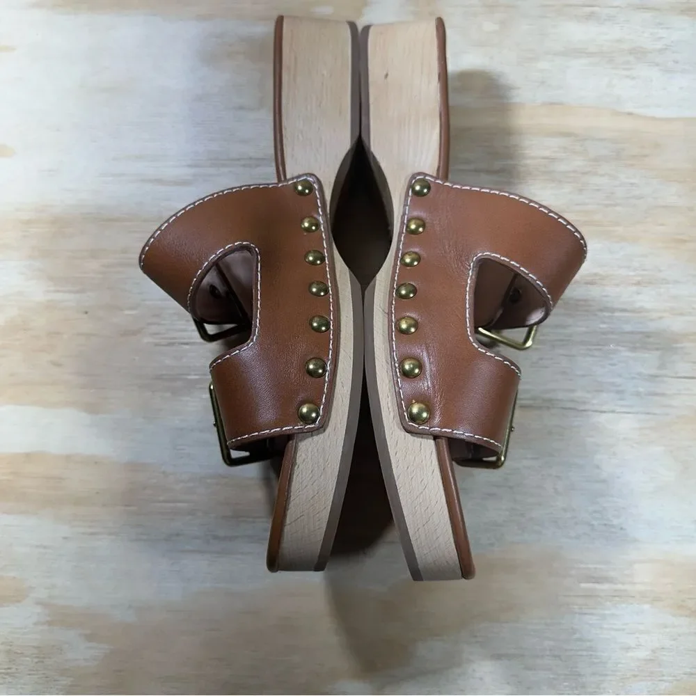 J Crew Brown Leather Double Buckle Strap Sandals Women’s Size 7.5